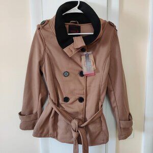 Yoki New York Outerwear Collection Tan Peacoat Jacket M Medium